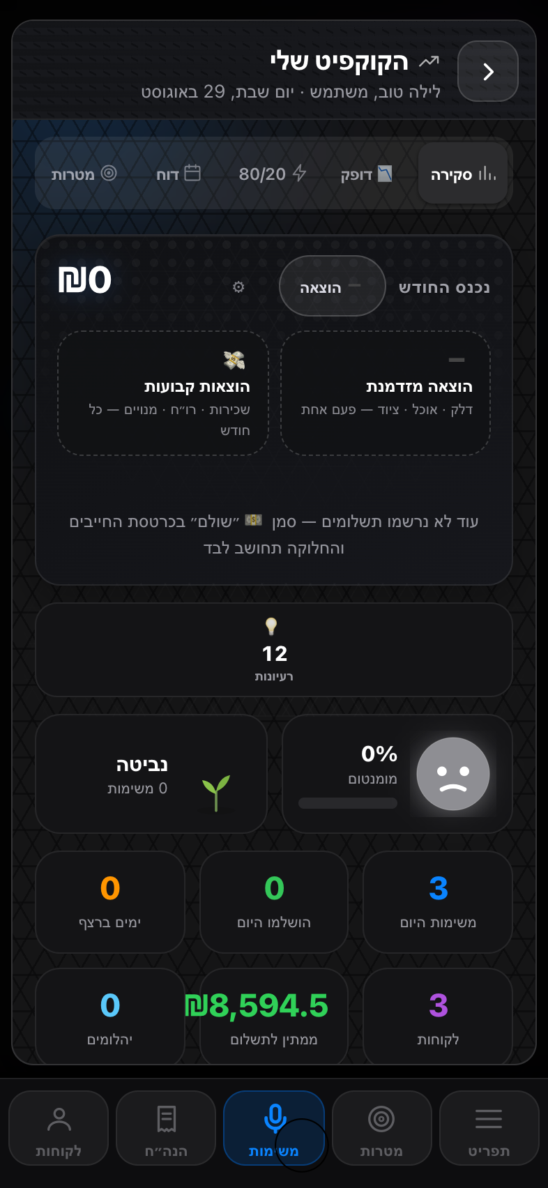 מסך הקוקפיט ב-Tododo